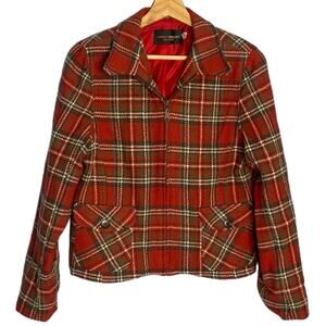 Vintage Royal Stewart Plaid‎ Wool Blazer Womens M Zip Up Classic Preppy Academia